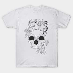 Skull with flower, leaves and snake T-Shirt